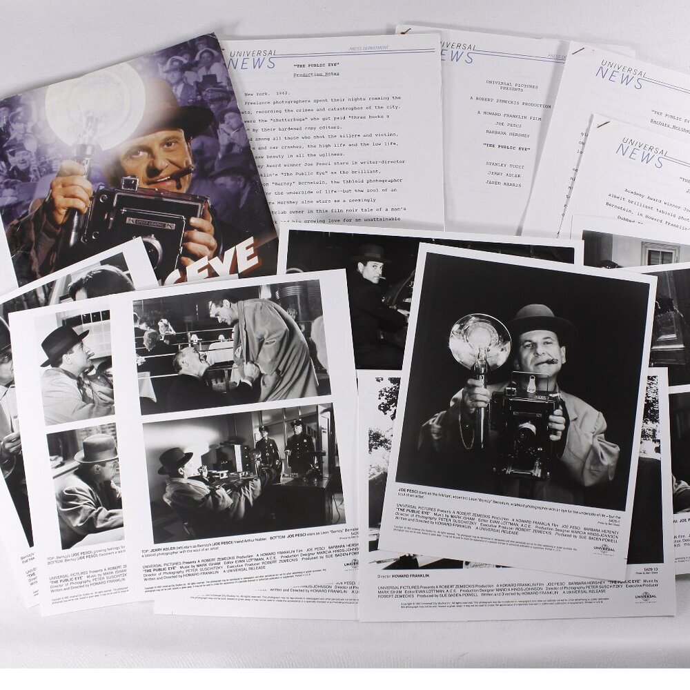 1992 Joe Pesci The Public Eye Movie press kit + 9 photo sheets (8x10) +